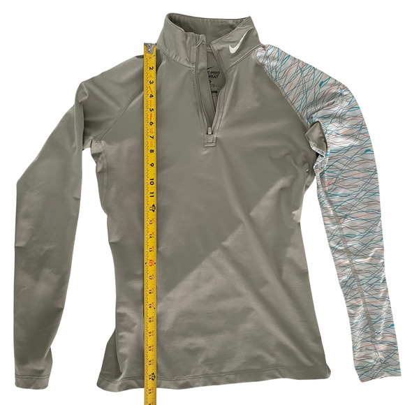 Nike Pro Combat Dri-Fit Women Compression Shirt Medium Grey Quarter Zip Pullover - Picture 7 of 9